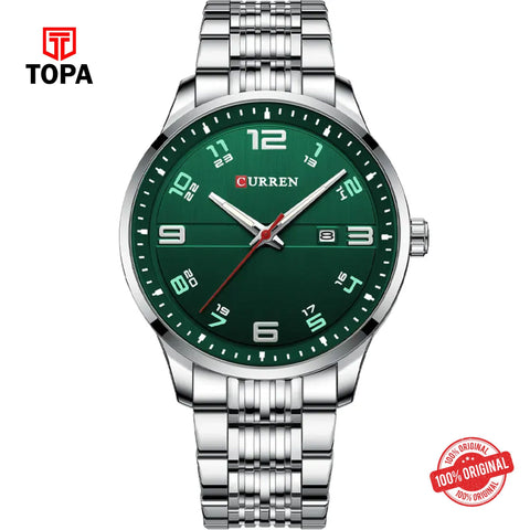 Topa Curren-8411-CH-GRN-Metal-Band-Men-Watch - Product Image 1