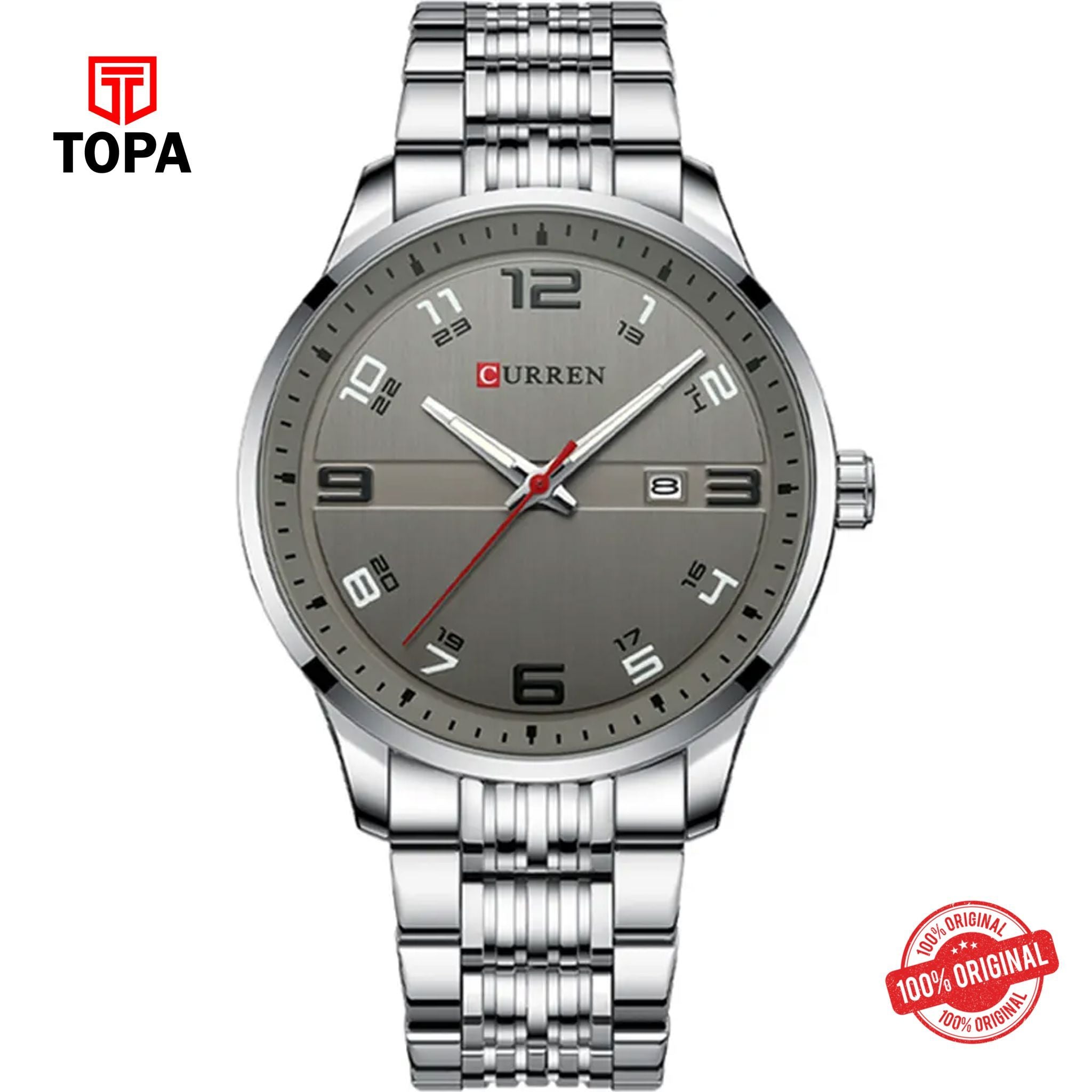 Topa Curren-8411-CH-GRY-Metal-Band-Men-Watch - Product Image 1