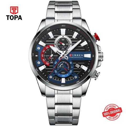 Topa Curren-8415-CH-BLK-Metal-Band-Men-Watch - Product Image 1