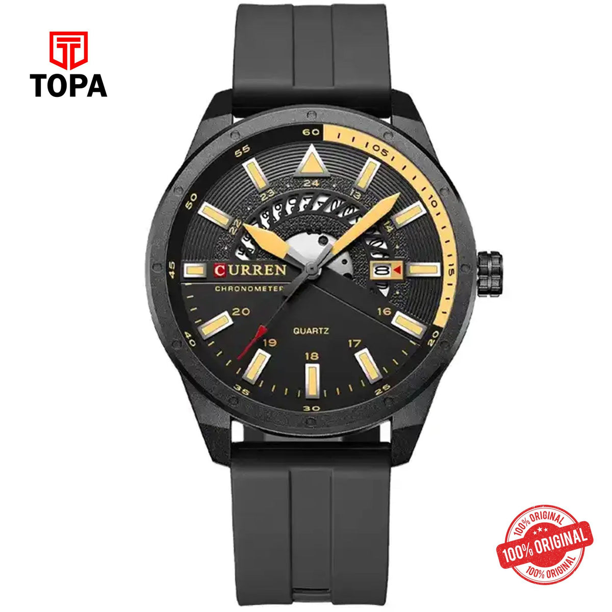 Topa Curren-8421-BLK-Rubber-Band-Men-Watch - Product Image 1