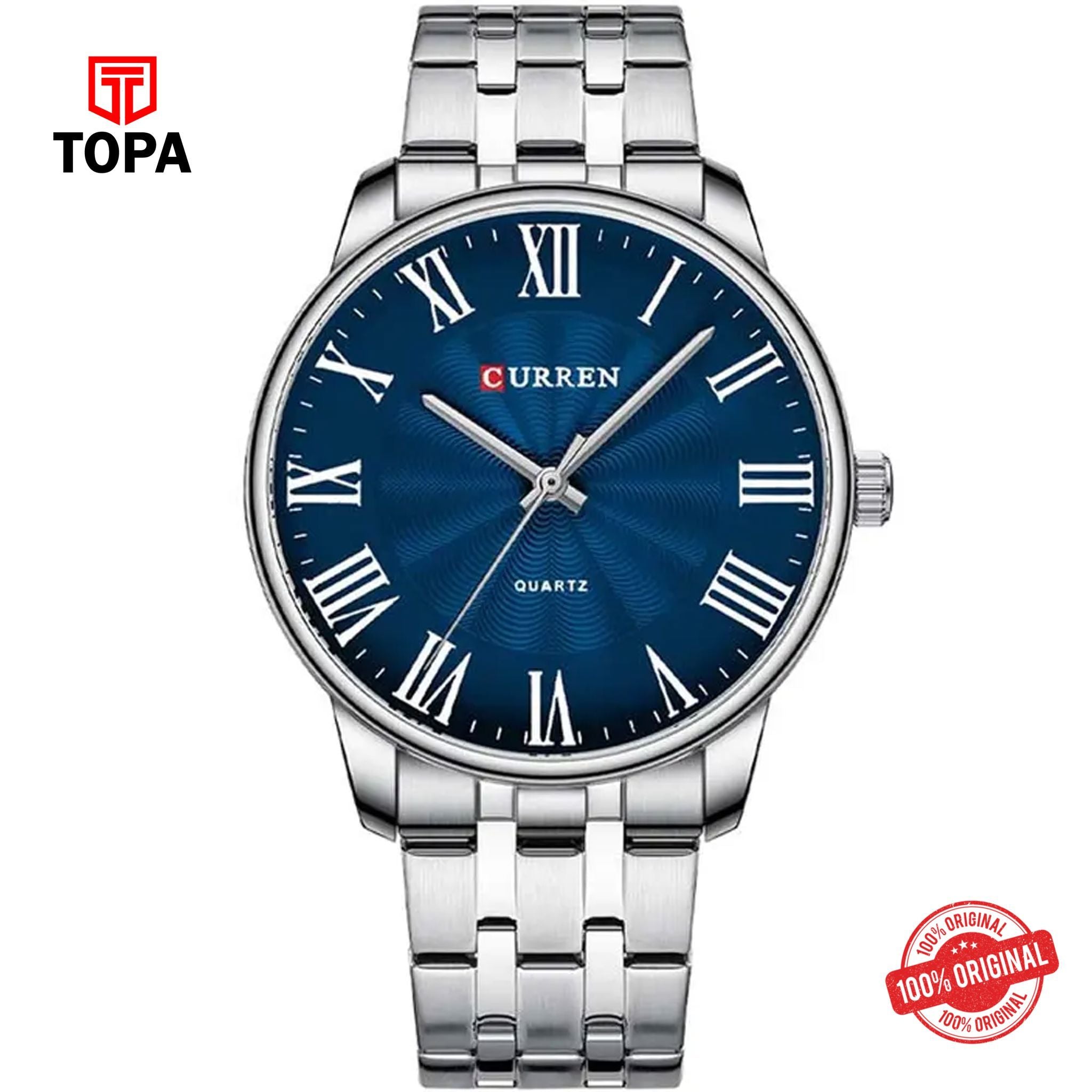Topa Curren-8422-CH-BLU-Metal-Band-Men-Watch - Product Image 1