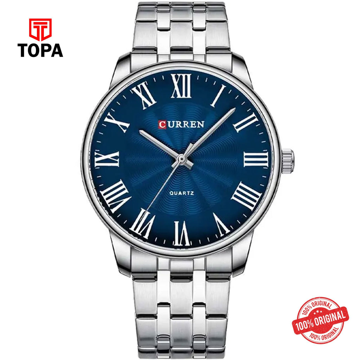 Topa Curren-8422-CH-BLU-Metal-Band-Men-Watch - Product Image 1