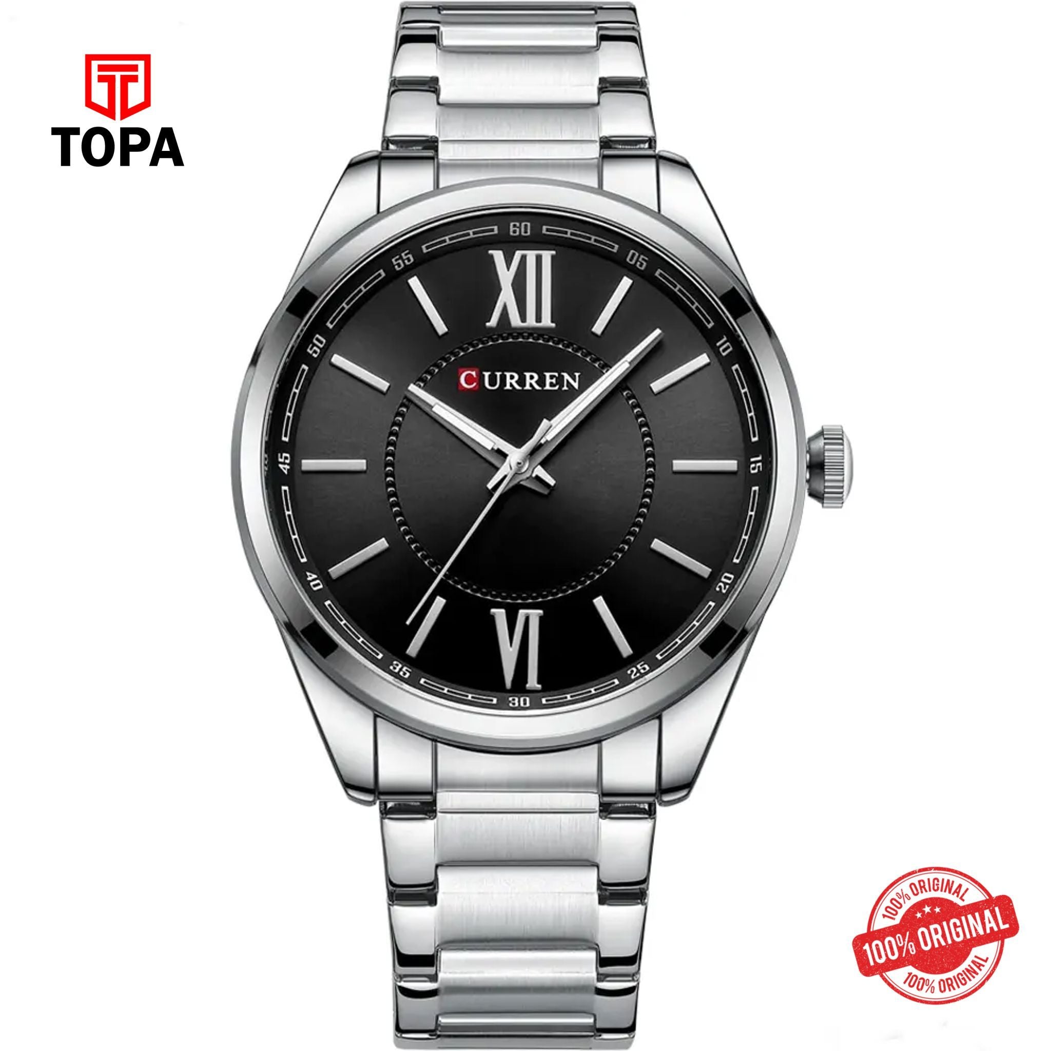 Topa Curren-8423-CH-BLK-Metal-Band-Men-Watch - Product Image 1