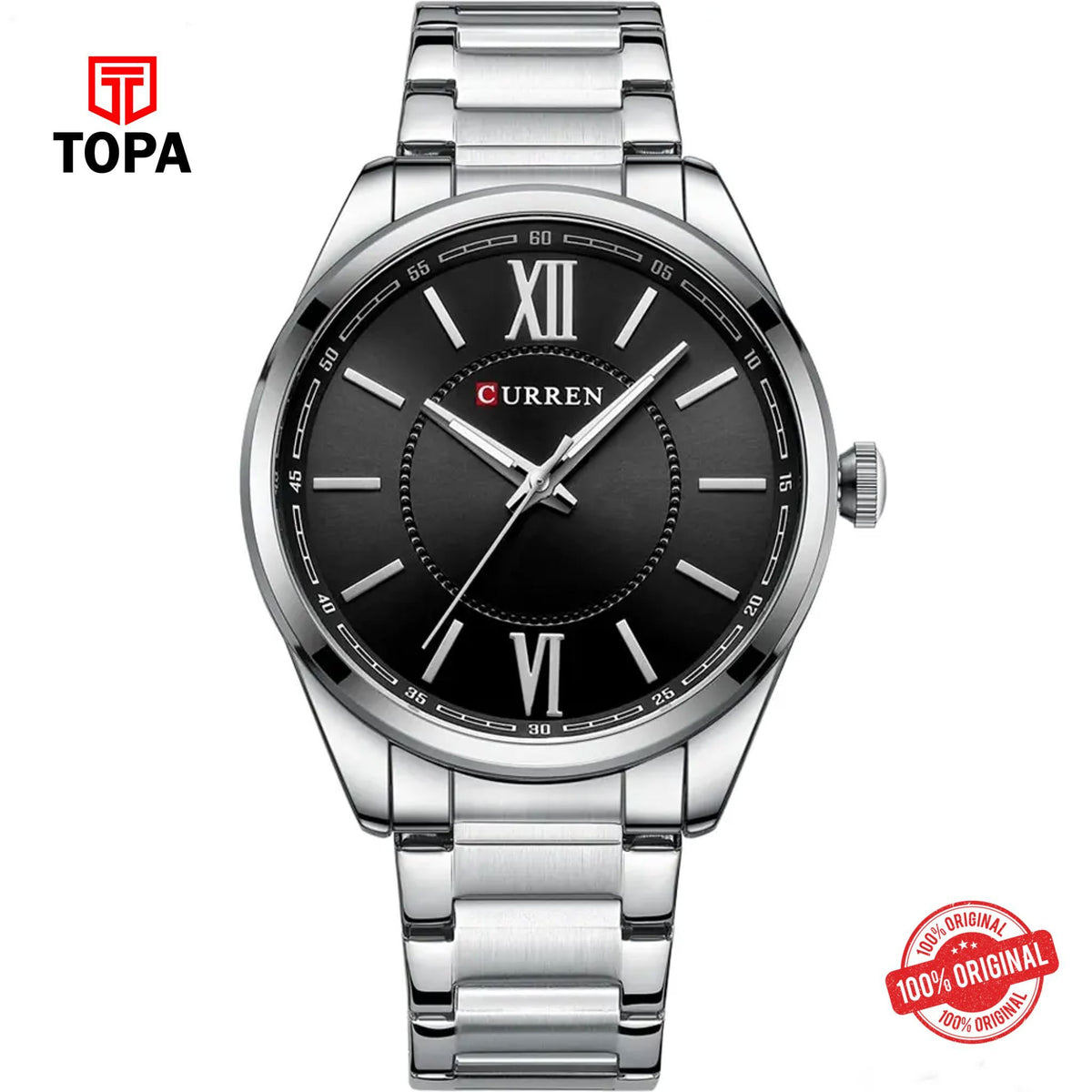 Topa Curren-8423-CH-BLK-Metal-Band-Men-Watch - Product Image 1