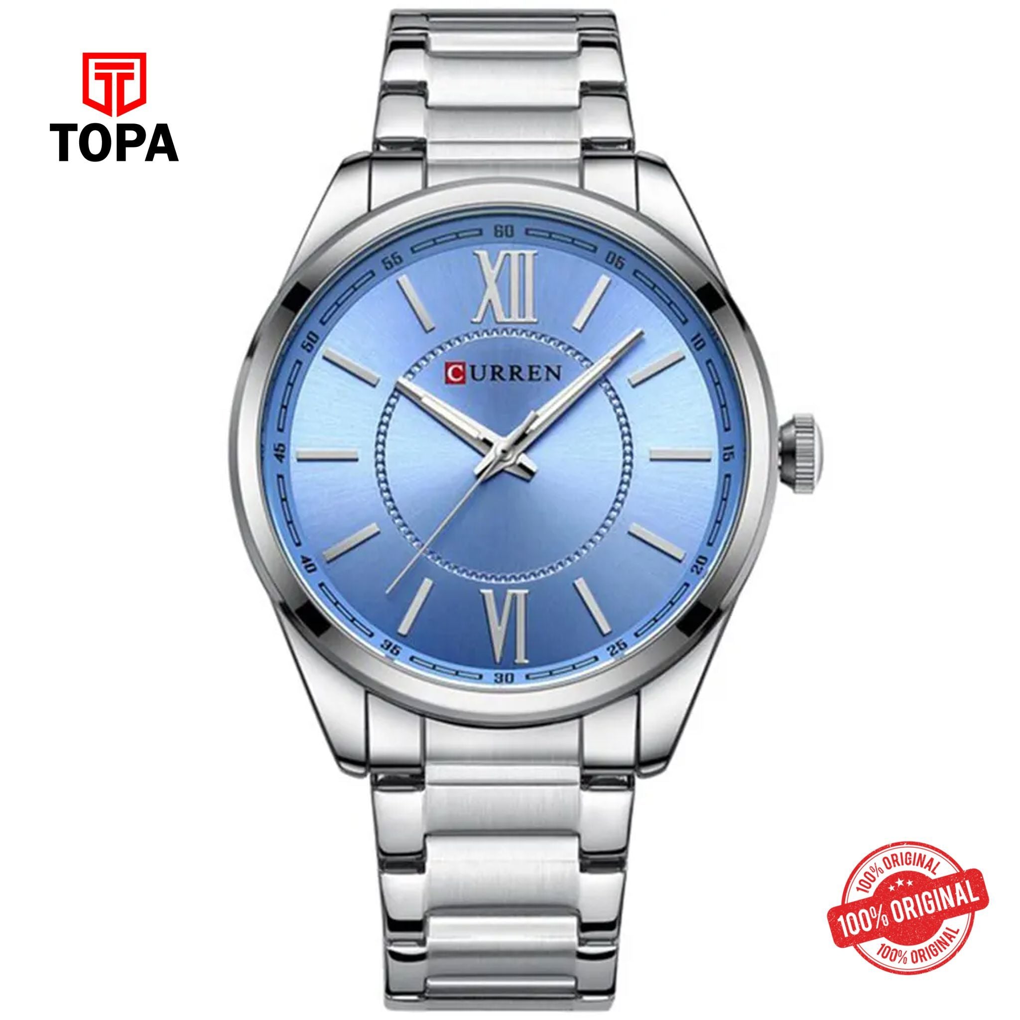 Topa Curren-8423-CH-BLU-Metal-Band-Men-Watch - Product Image 1