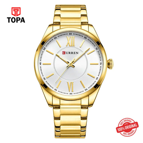 Topa Curren-8423-GD-WHT-Metal-Band-Men-Watch - Product Image 1