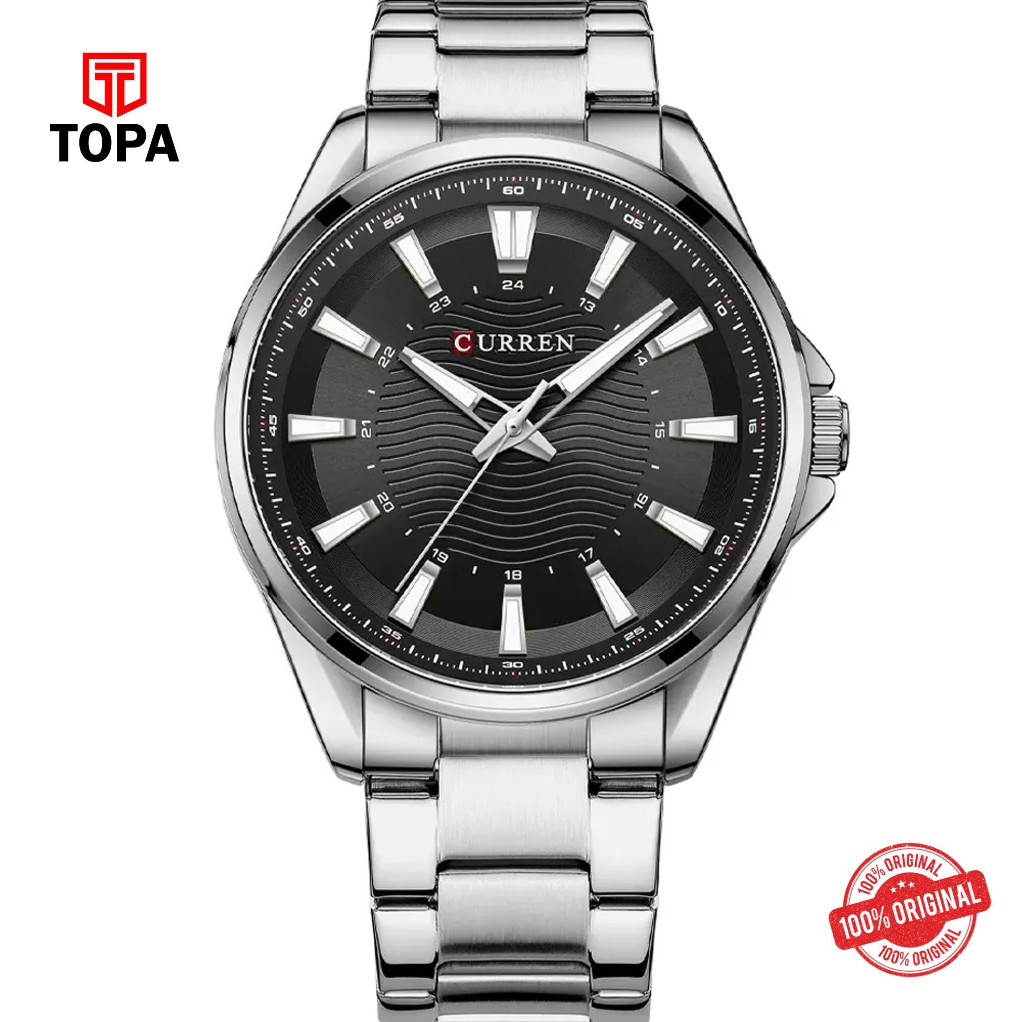 Topa Curren-8424-CH-BLK-Metal-Band-Men-Watch - Product Image 1