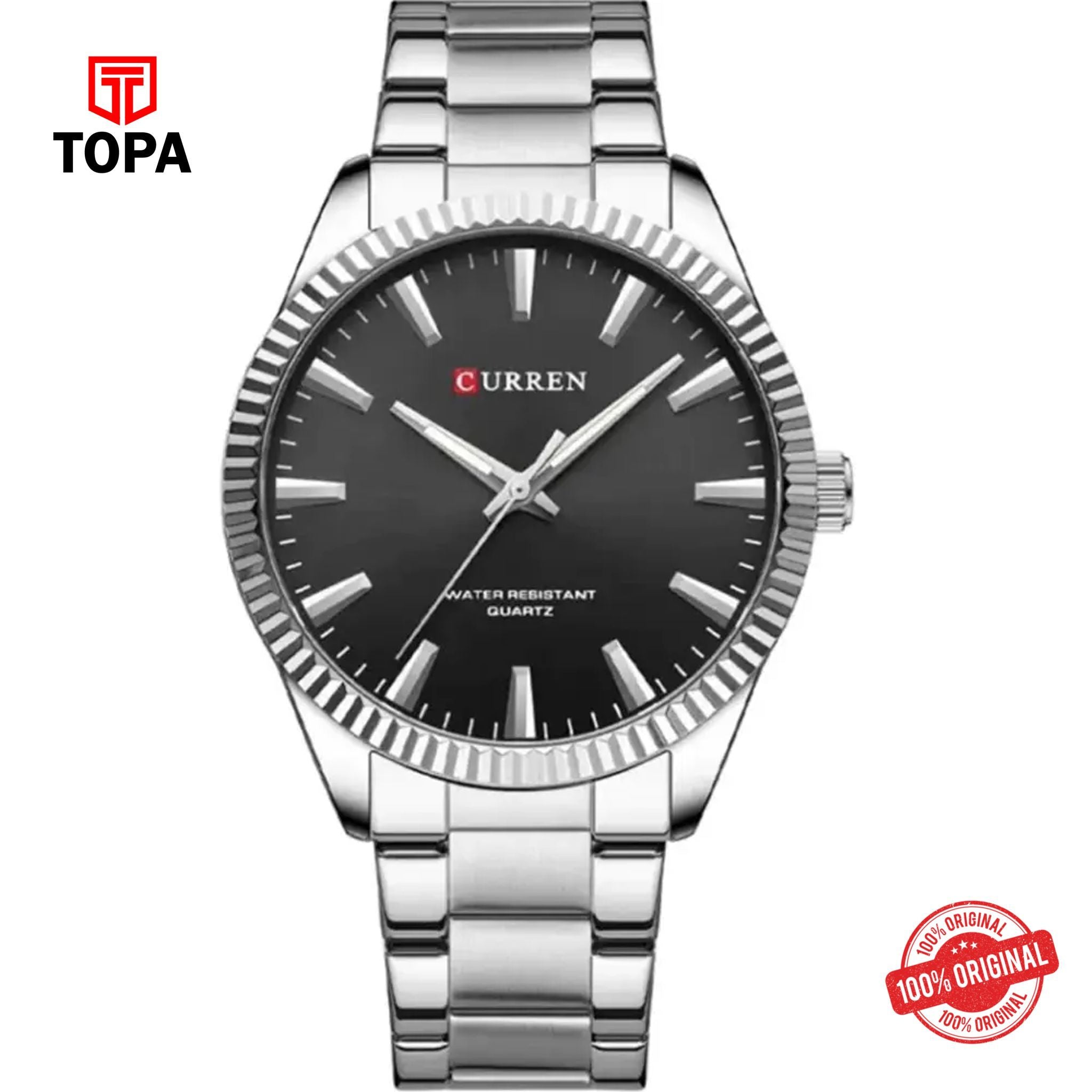 Topa Curren-8425-CH-BLK-Metal-Band-Men-Watch - Product Image 1