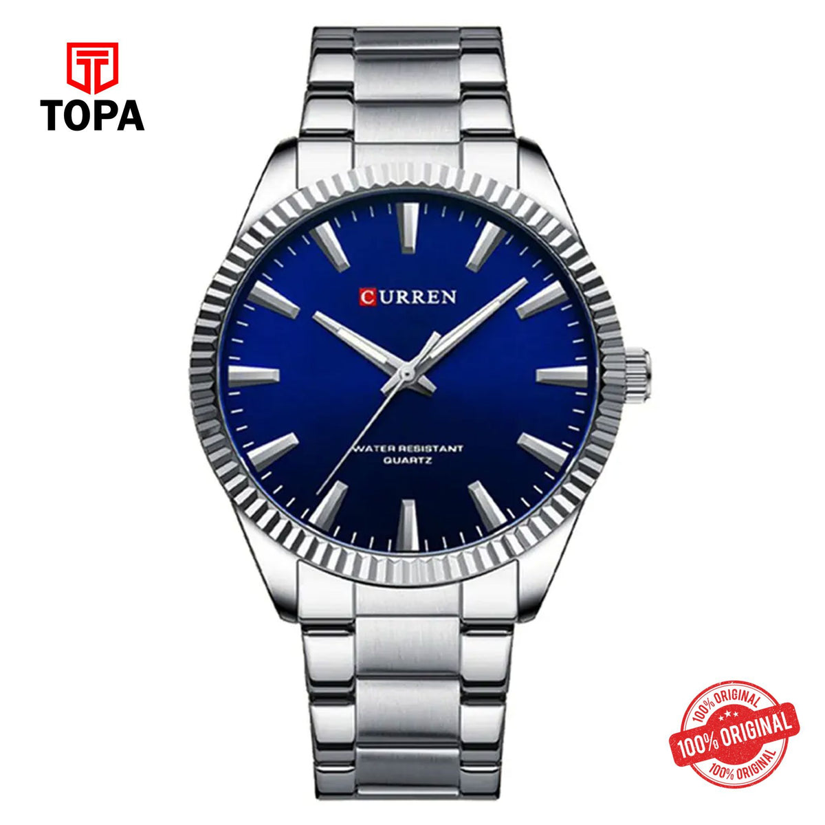 Topa Curren-8425-CH-BLU-Metal-Band-Men-Watch - Product Image 1