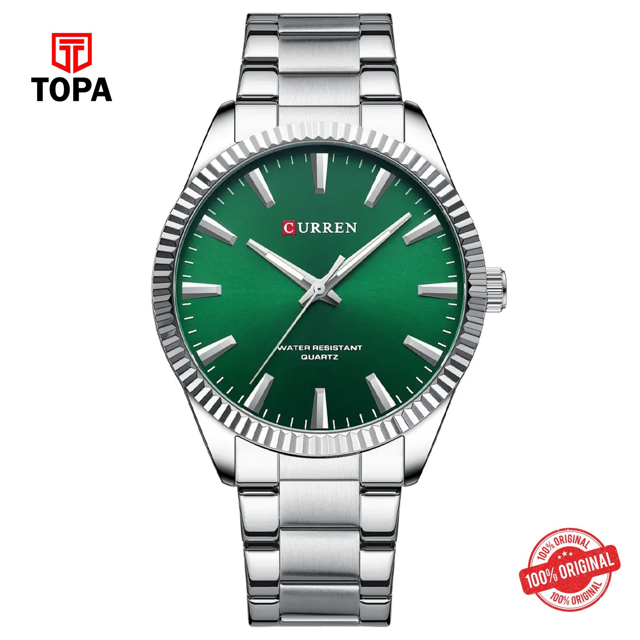 Topa Curren-8425-CH-GREEN-Metal-Band-Men-Watch - Product Image 1