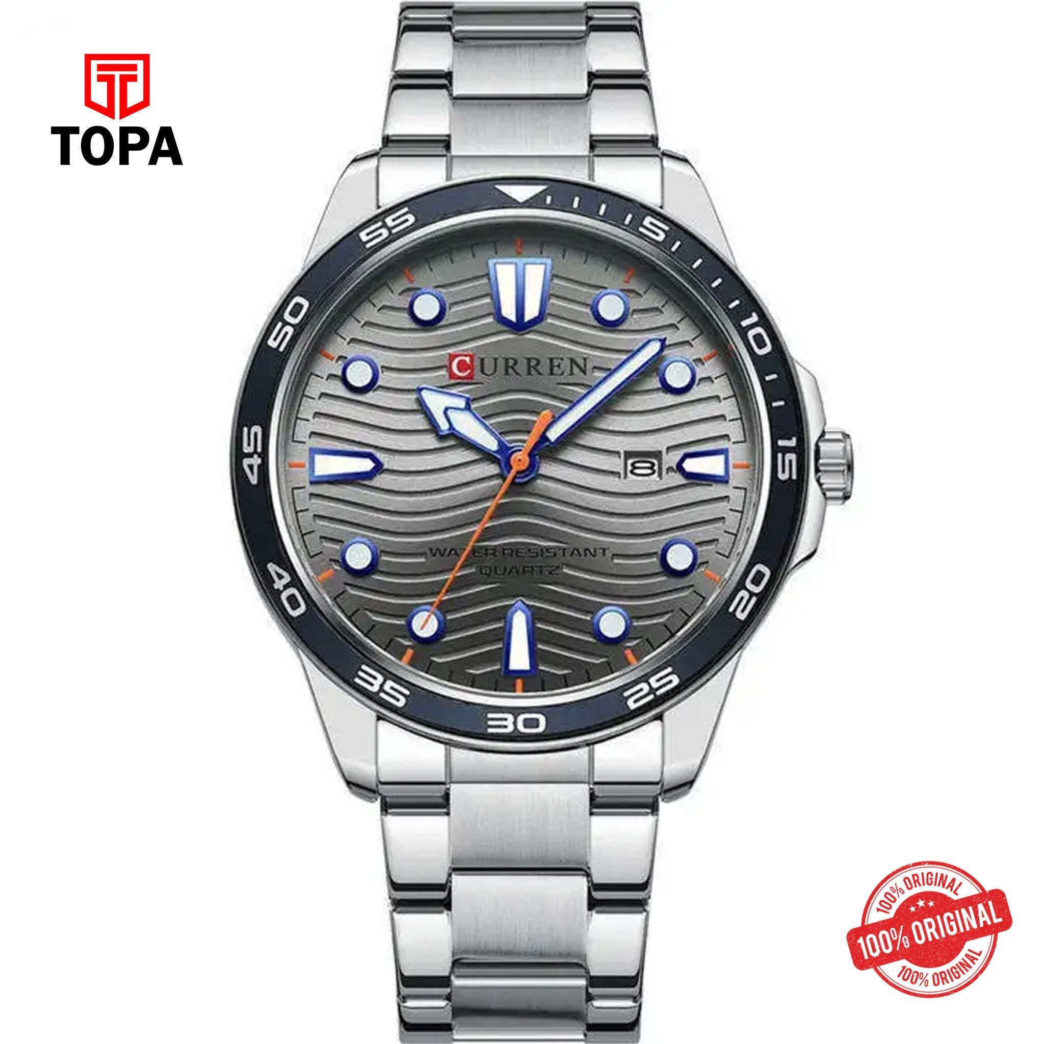 Topa Curren-8426-CH-GRY-Metal-Band-Men-Watch - Product Image 1
