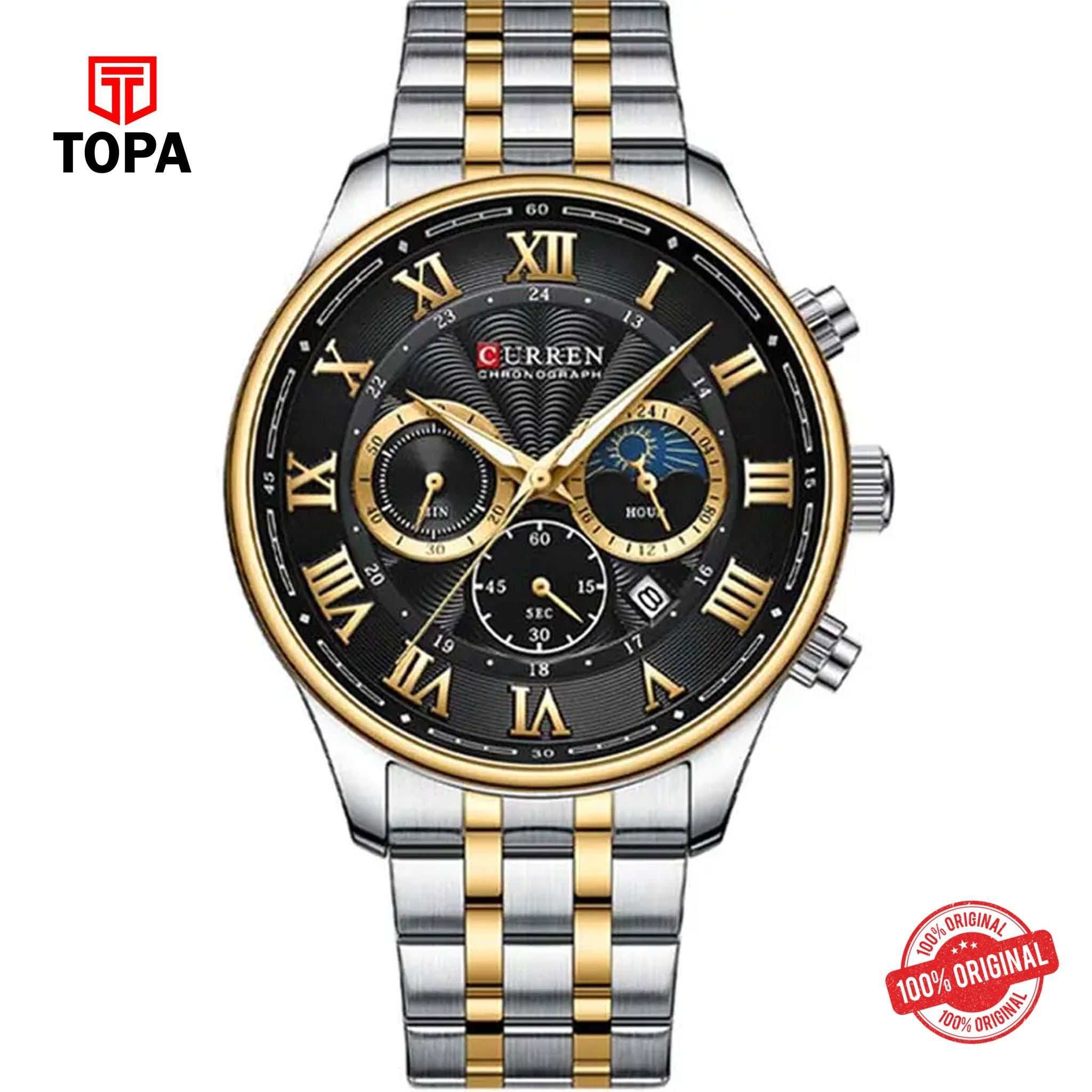 Topa Curren-8427-CHTT-BLK-Metal-Band-Men-Watch - Product Image 1