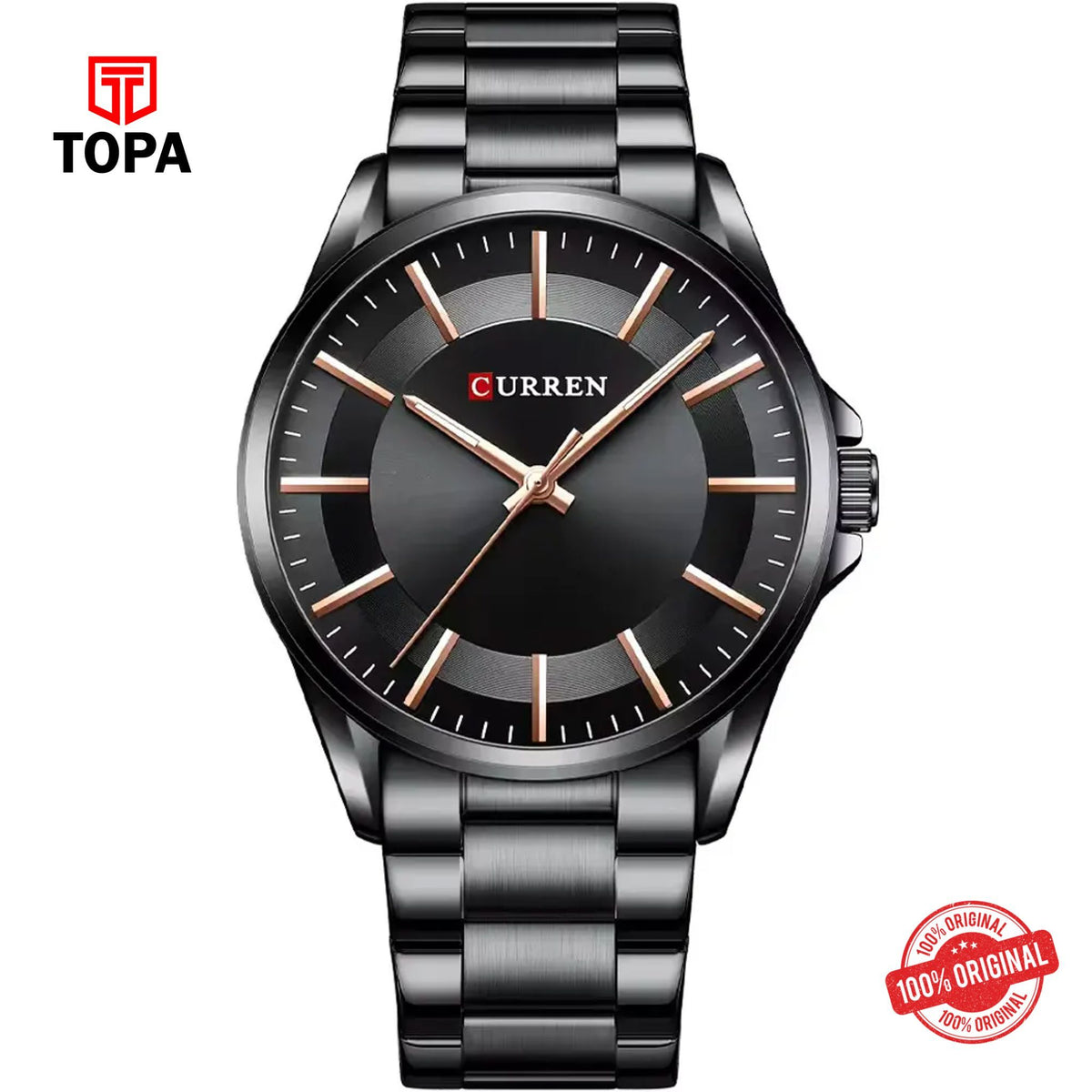 Topa Curren-8429-BLK-Metal-Band-Men-Watch - Product Image 1