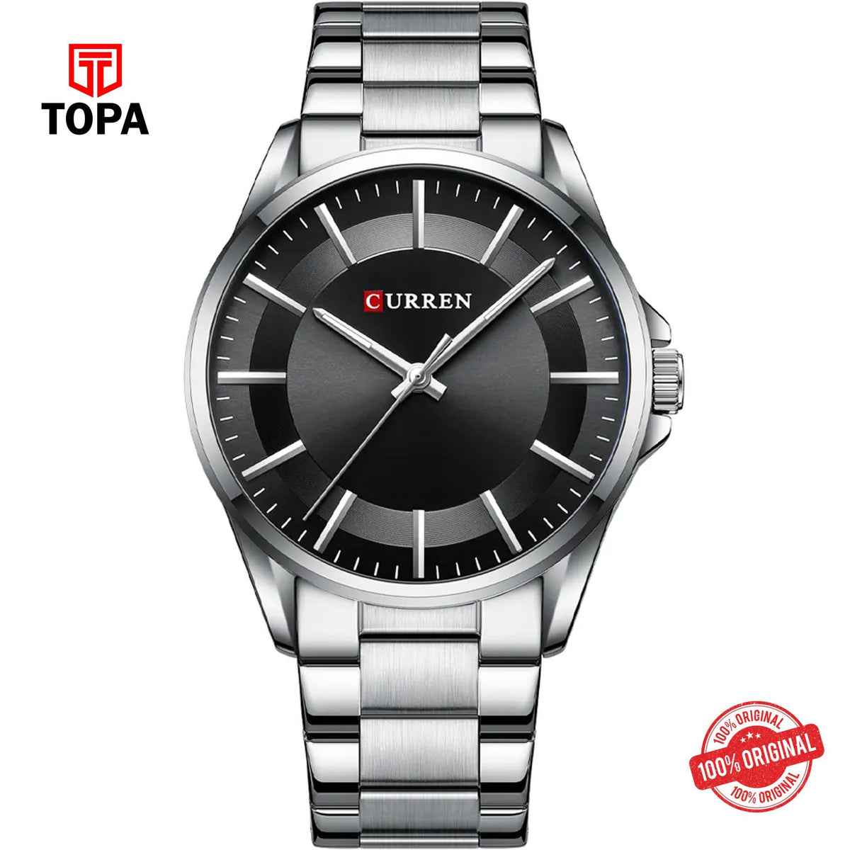 Topa Curren-8429-CH-BLK-Metal-Band-Men-Watch - Product Image 1