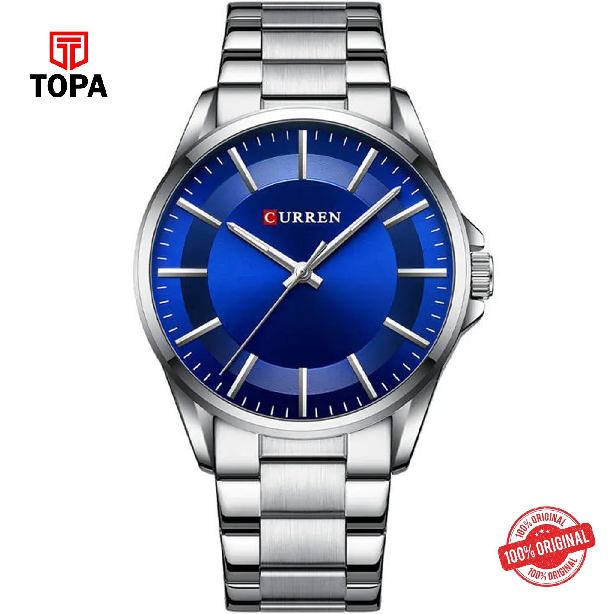 Topa Curren-8429-CH-BLU-Metal-Band-Men-Watch - Product Image 1