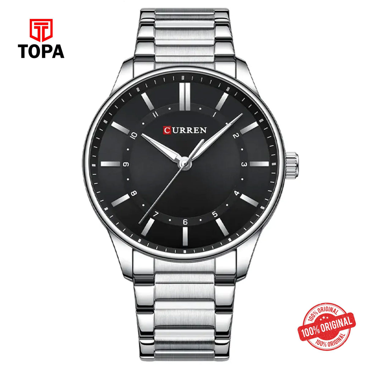 Topa Curren-8430-CH-BLK-Metal-Band-Men-Watch - Product Image 1