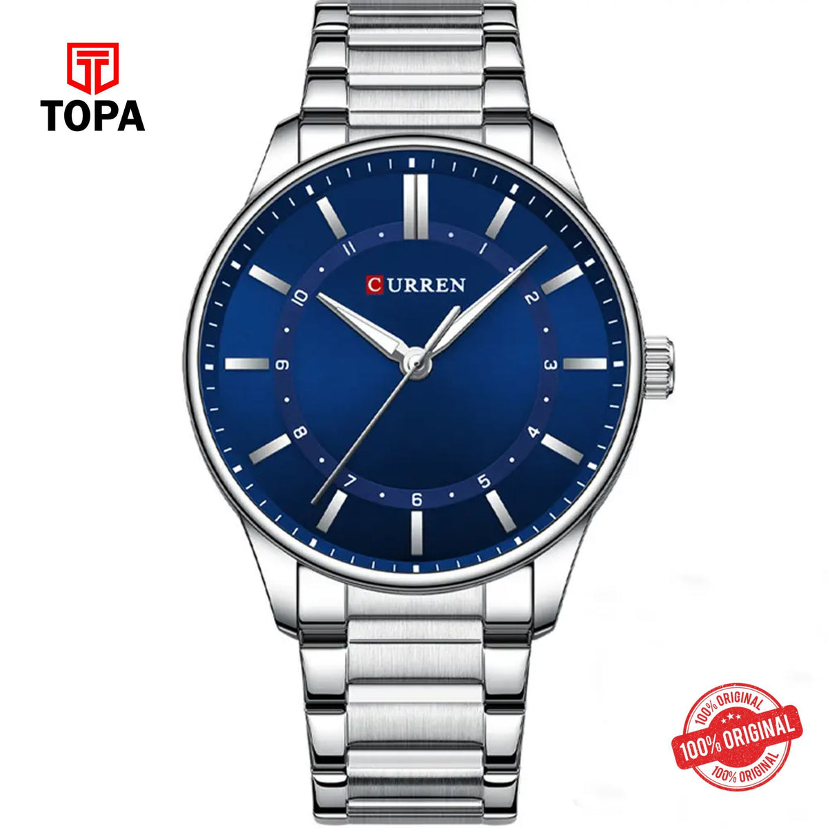 Topa Curren-8430-CH-BLU-Metal-Band-Men-Watch - Product Image 1
