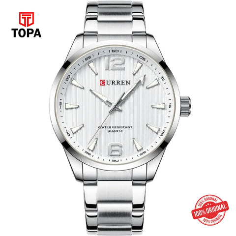 Topa Curren-8434-CH-WHT-Metal-Band-Men-Watch - Product Image 1