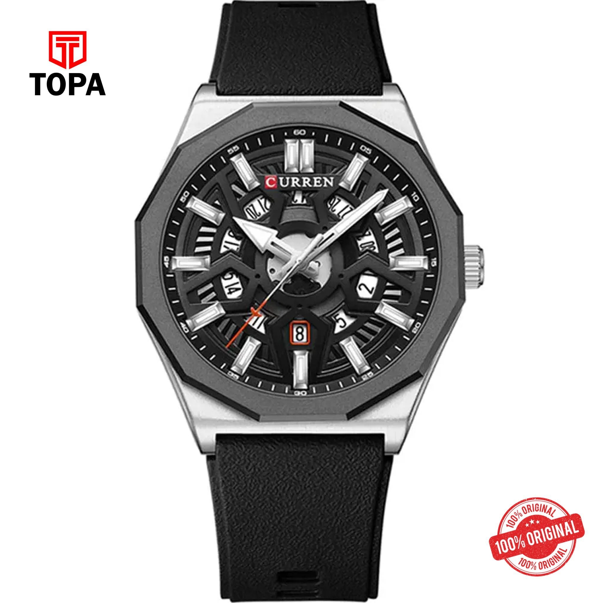 Topa Curren-8437-CH-BLK-Rubber-Band-Men-Watch - Product Image 1