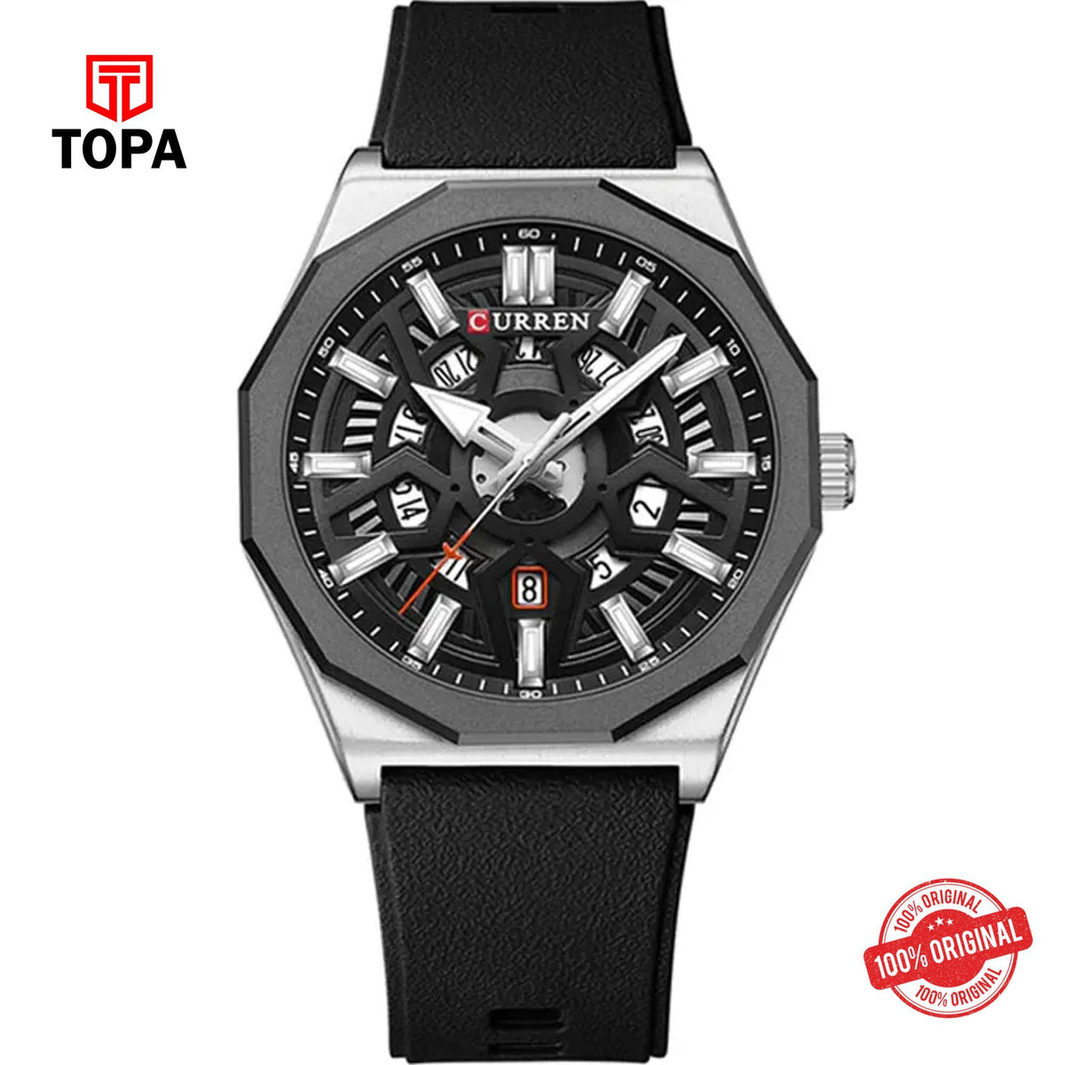 Topa Curren-8437-CH-BLK-Rubber-Band-Men-Watch - Product Image 1