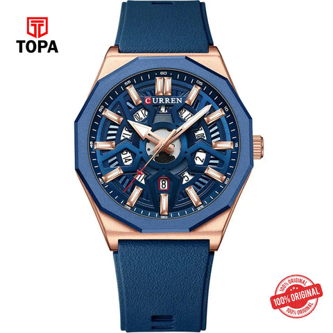 Topa Curren-8437-RS-BLU-Rubber-Band-Men-Watch - Product Image 1