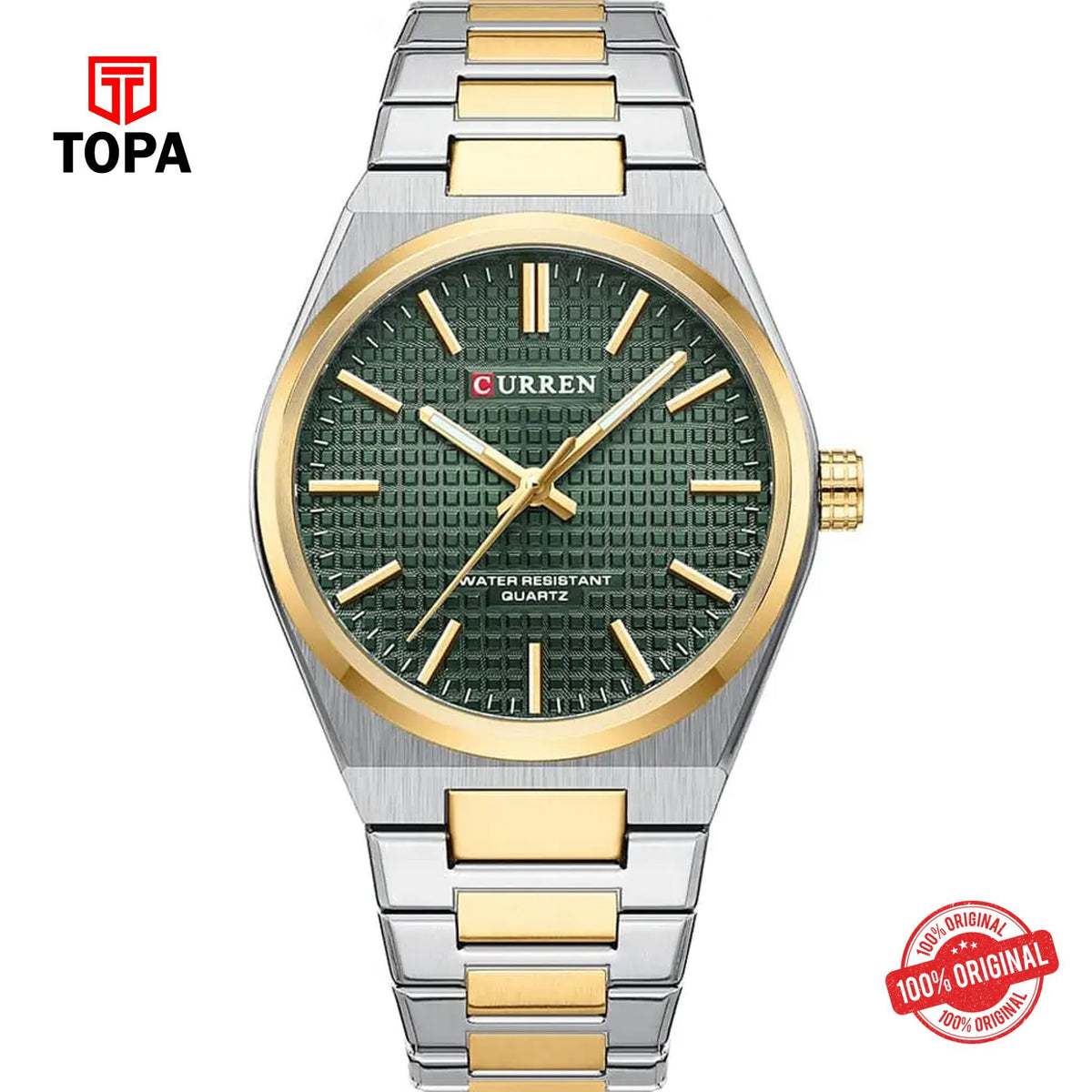 Topa Curren-8439G-TTGLD-GRN-Metal-Band-Men-Watch - Product Image 1