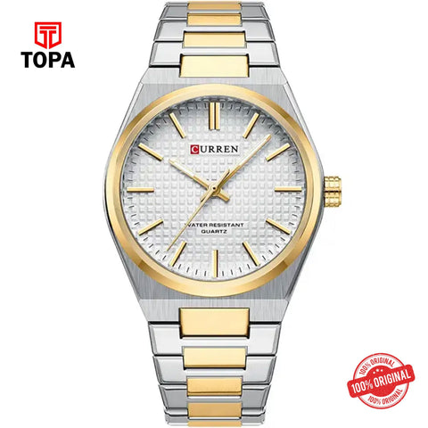 Topa Curren-8439G-TTGLD-WHT-Metal-Band-Men-Watch - Product Image 1