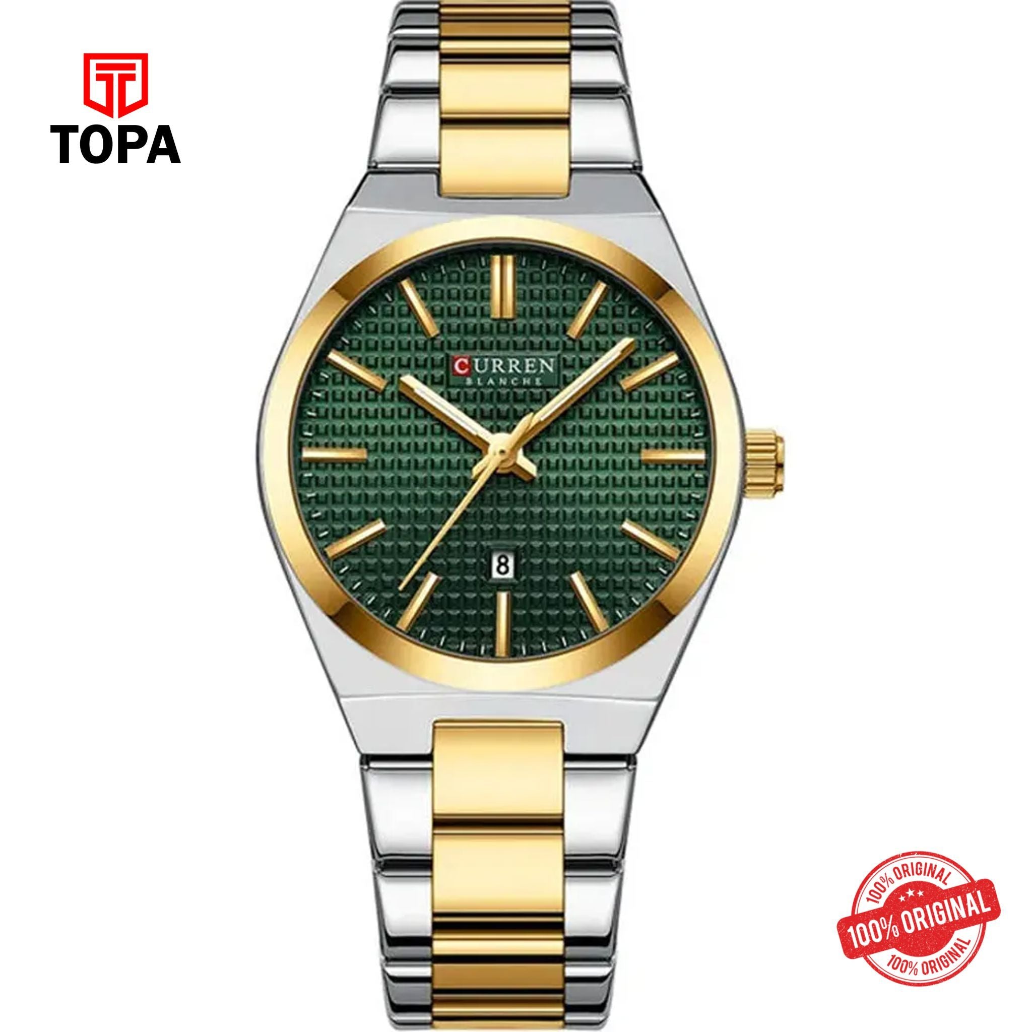 Topa Curren-8439L-TTGLD-GRN-Metal-Band-Women-Watch - Product Image 1