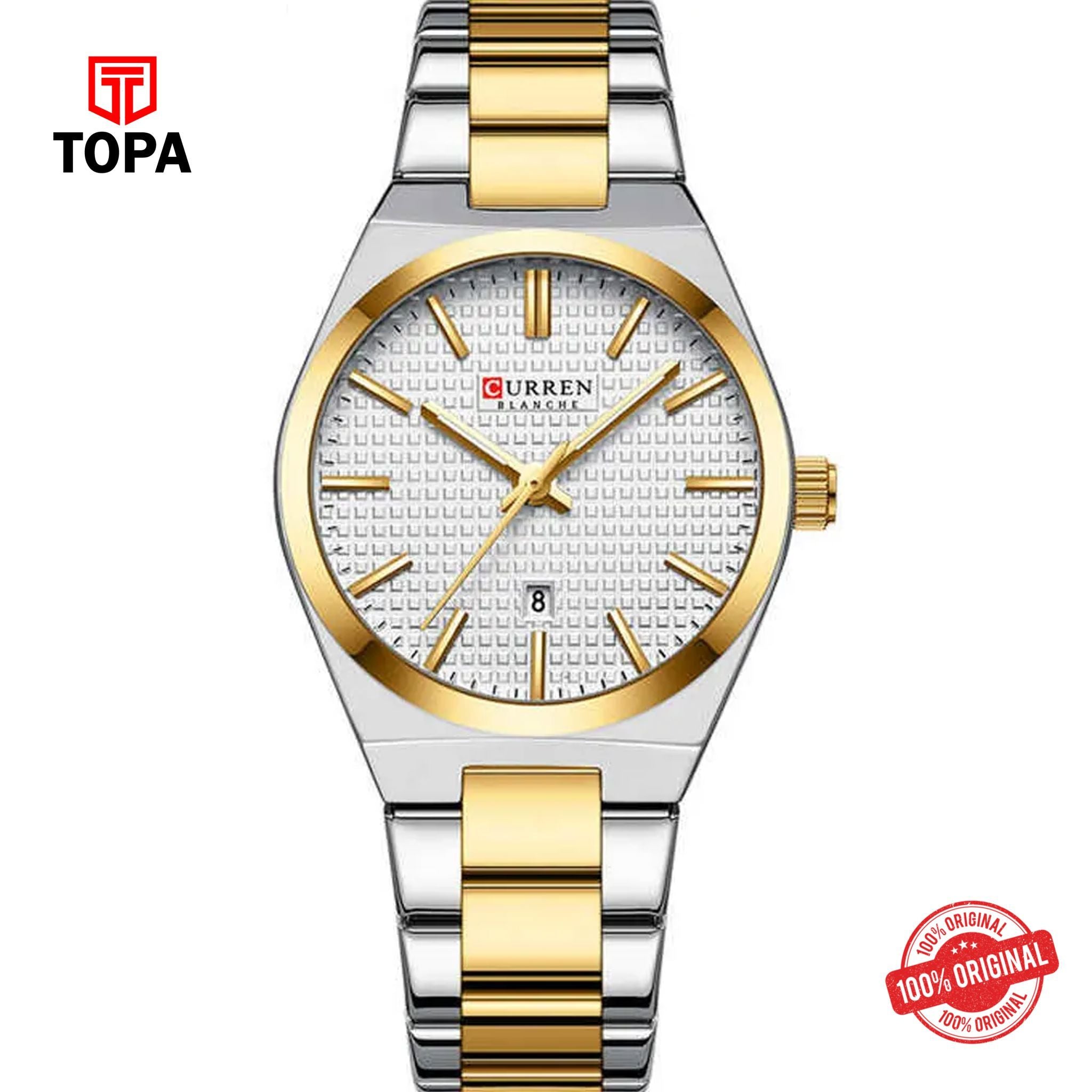 Topa Curren-8439L-TTGLD-WHT-Metal-Band-Women-Watch - Product Image 1
