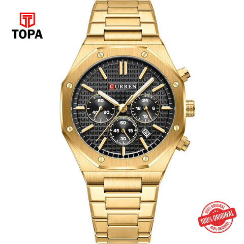 Topa Curren-8440-GLD-BLK-Metal-Band-Men-Watch - Product Image 1