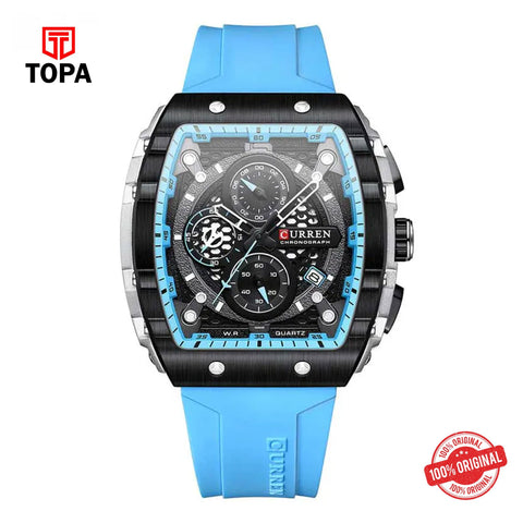 Topa Curren-8442-BLK-SKYBLU-Rubber-Band-Men-Watch - Product Image 1