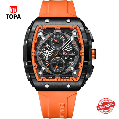 Topa Curren-8442-BLKORG-BLK-Rubber-Band-Men-Watch - Product Image 1