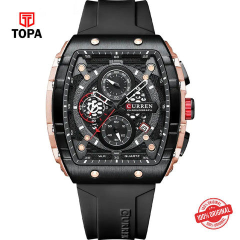 Topa Curren-8442-RGBLK-BLK-Rubber-Band-Men-Watch - Product Image 1