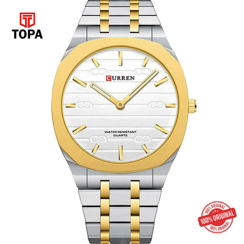 Topa Curren-8444G-TTGLD-WHT-Metal-Band-Men-Watch - Product Image 1