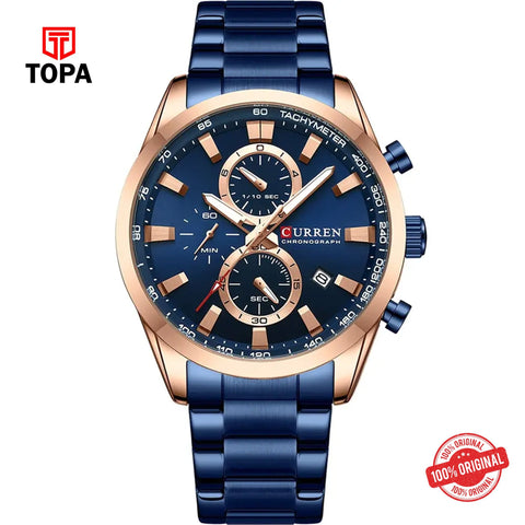 Topa Curren-8445-RS-BLU-Metal-Band-Men-Watch - Product Image 1