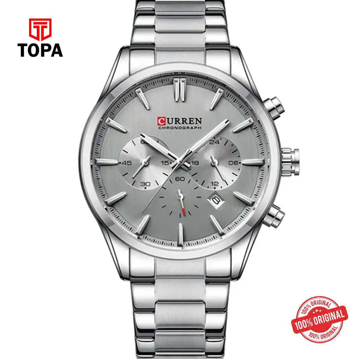 Topa Curren-8446-CH-GRY-Metal-Band-Men-Watch - Product Image 1