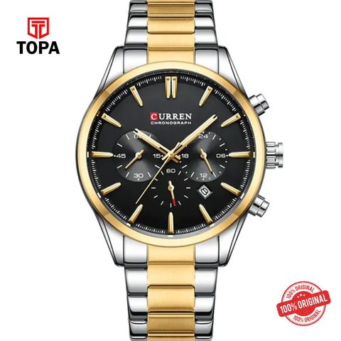 Topa Curren-8446-TTGLD-BLK-Metal-Band-Men-Watch - Product Image 1