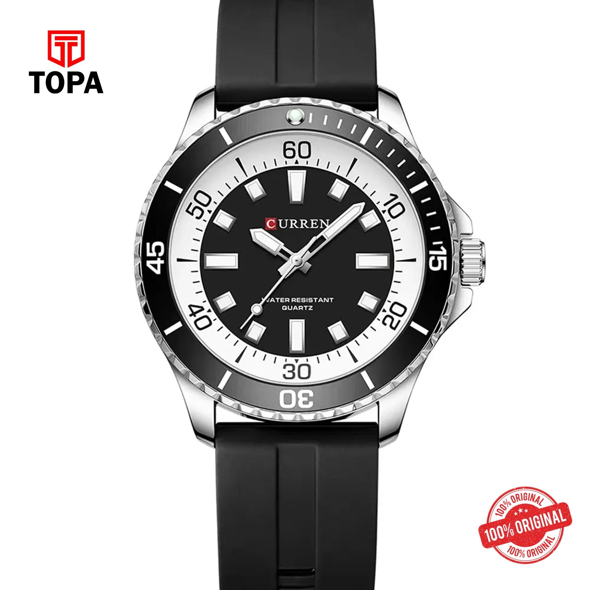 Topa Curren-8448-CH-BLK-Rubber-Band-Men-Watch - Product Image 1