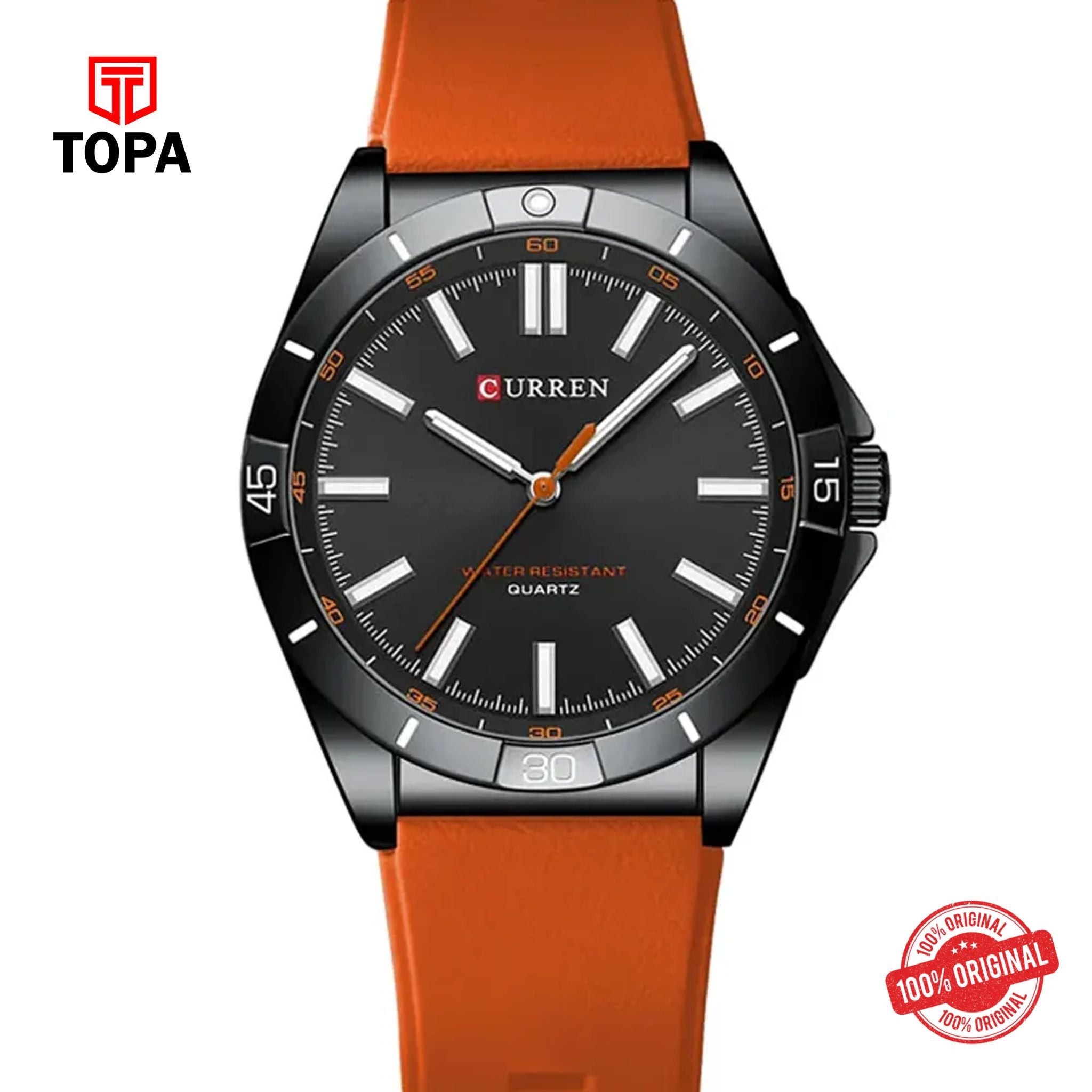 Topa Curren-8449-BLK-ORG-Rubber-Band-Men-Watch - Product Image 1