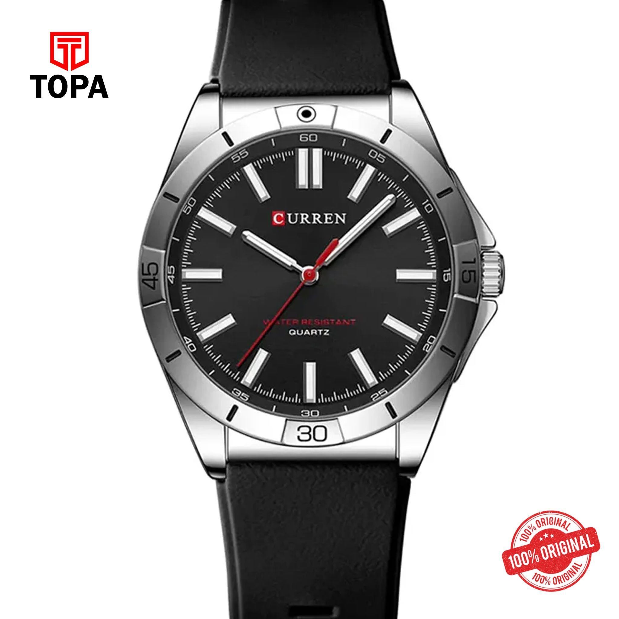Topa Curren-8449-CH-BLK-Rubber-Band-Men-Watch - Product Image 1