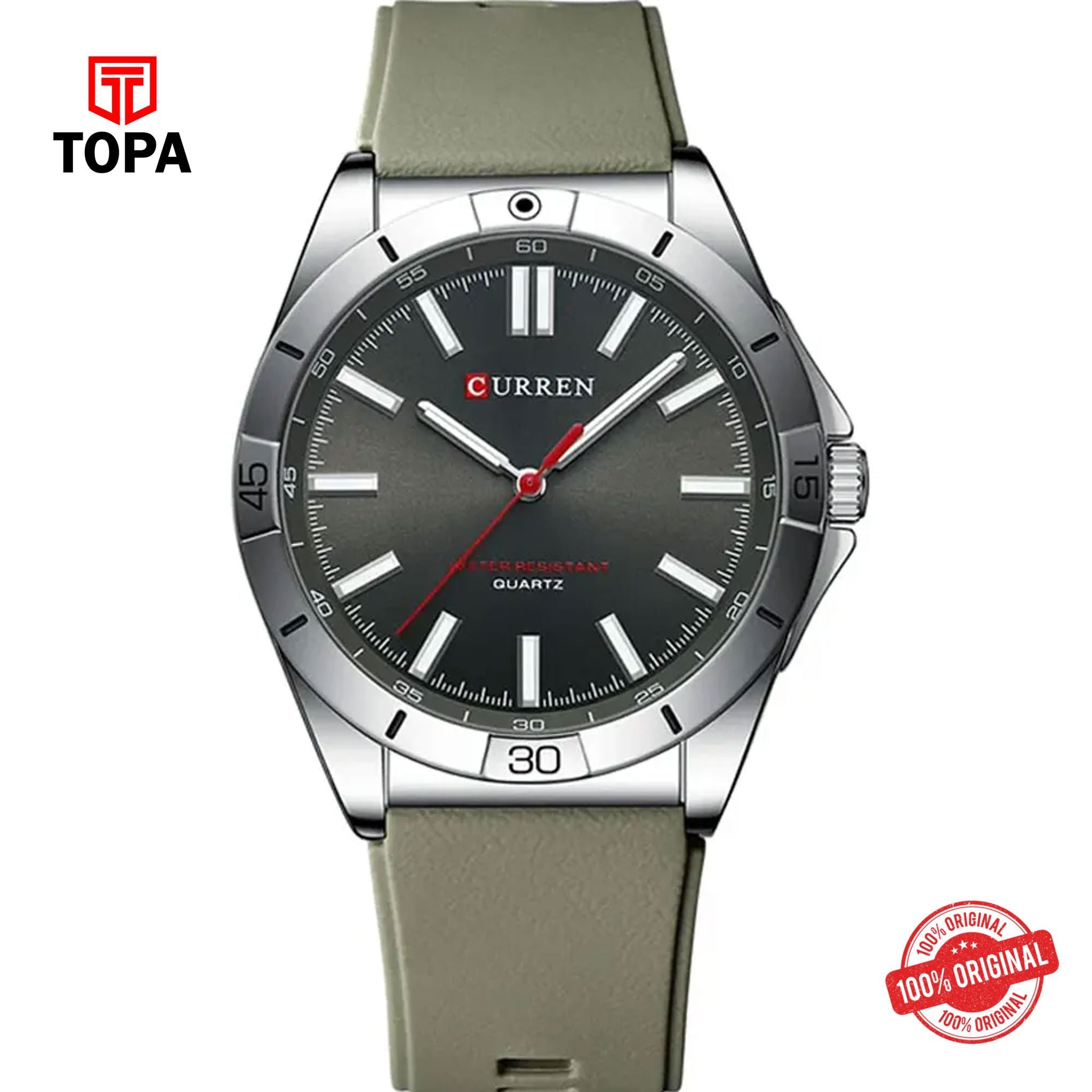 Topa Curren-8449-CHGRN-GRY-Rubber-Band-Men-Watch - Product Image 1