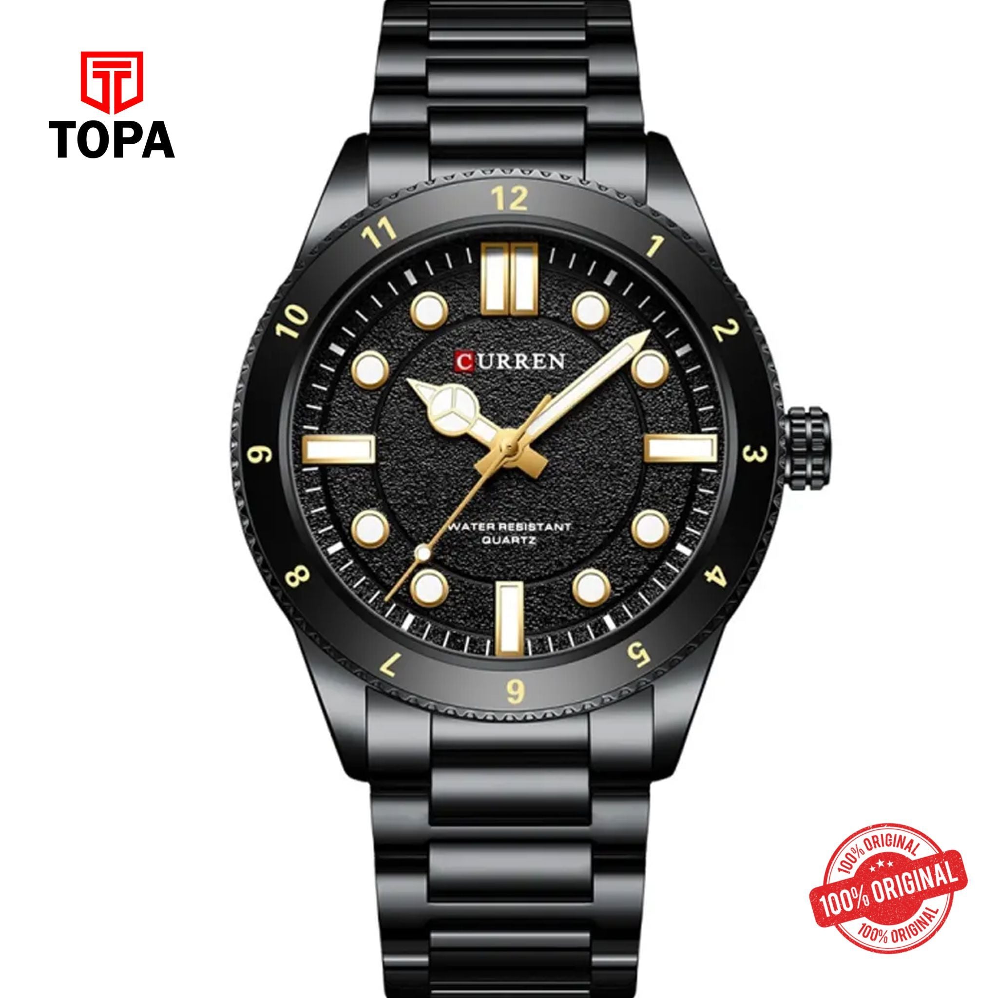 Topa Curren-8450-BLK-Metal-Band-Men-Watch - Product Image 1