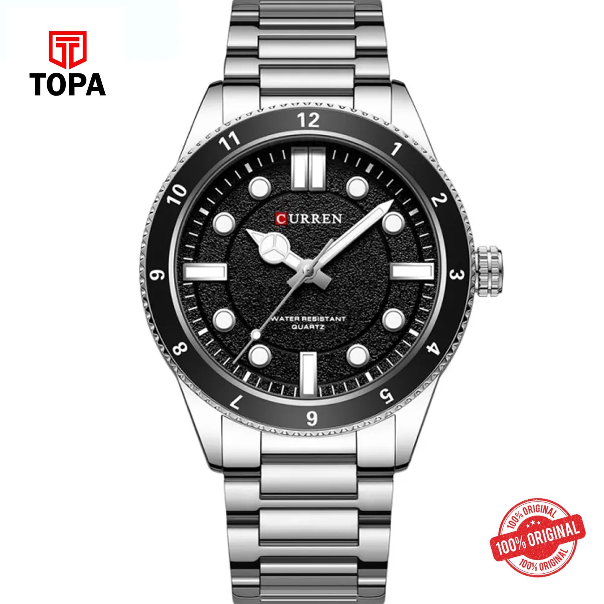 Topa Curren-8450-CH-BLK-Metal-Band-Men-Watch - Product Image 1