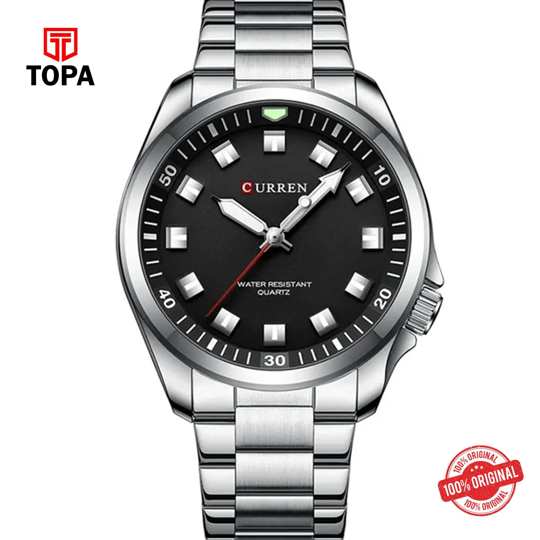 Topa Curren-8451-CH-BLK-Metal-Band-Men-Watch - Product Image 1