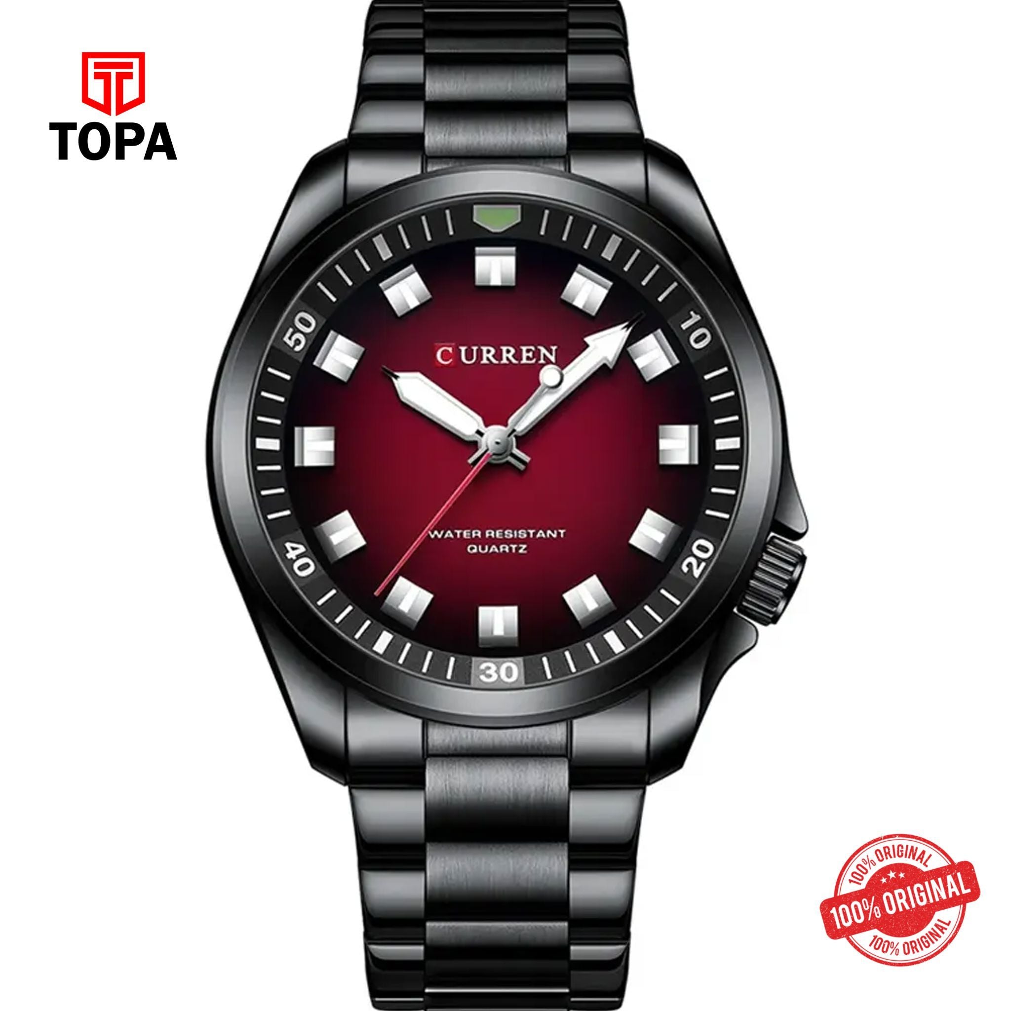Topa Curren-8451-MRN-BLK-Metal-Band-Men-Watch - Product Image 1