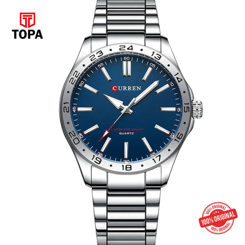 Topa Curren-8452-CH-BLU-Metal-Band-Men-Watch - Product Image 1