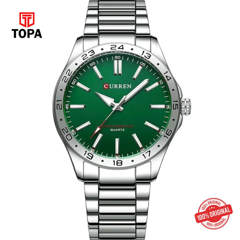 Topa Curren-8452-CH-GRN-Metal-Band-Men-Watch - Product Image 1