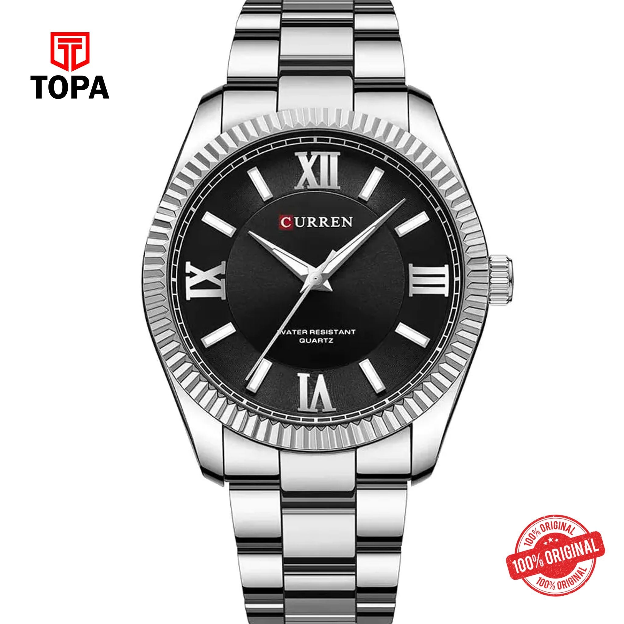 Topa Curren-8453-CH-BLK-Metal-Band-Men-Watch - Product Image 1