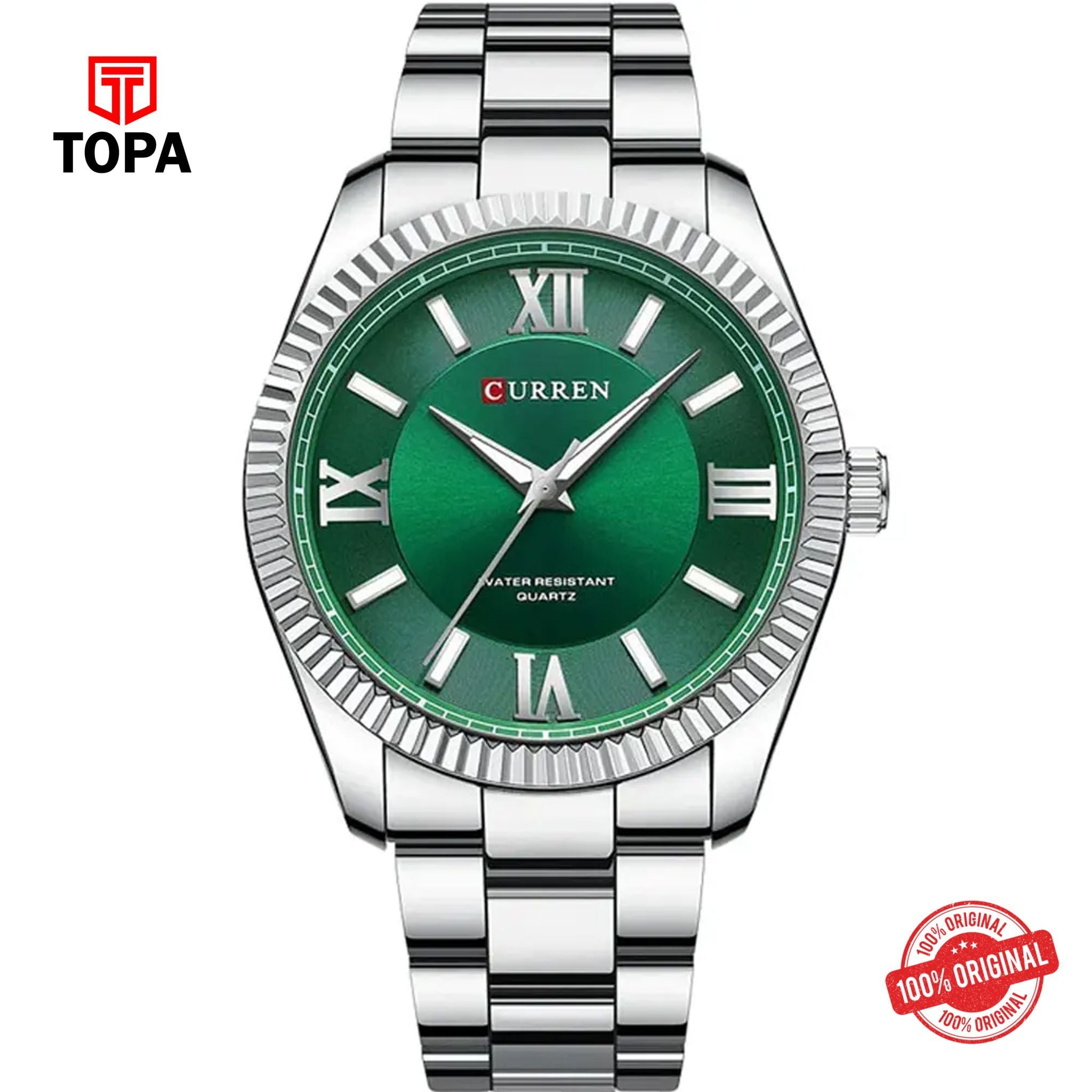 Topa Curren-8453-CH-GRN-Metal-Band-Men-Watch - Product Image 1