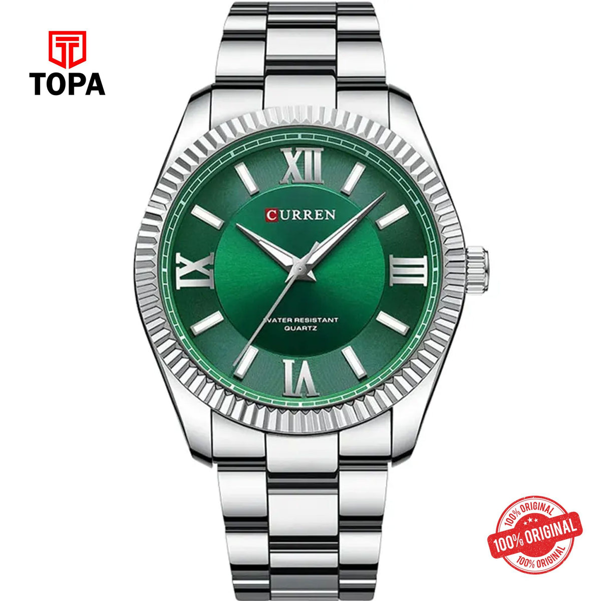 Topa Curren-8453-CH-GRN-Metal-Band-Men-Watch - Product Image 1